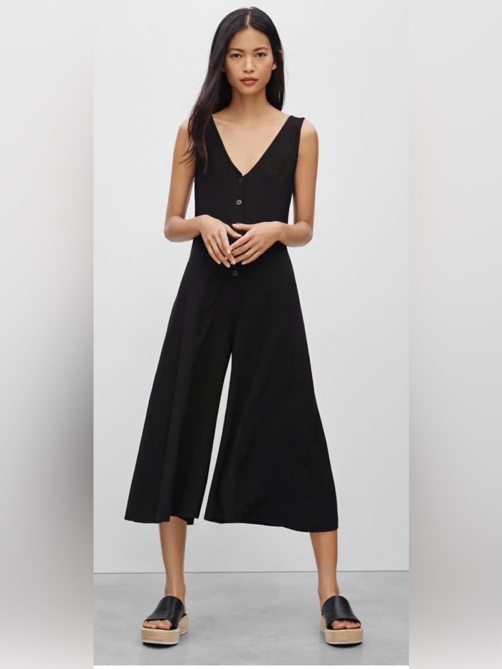 Talula Black Sleeveless V-Neck Wide-Leg Jumpsuit